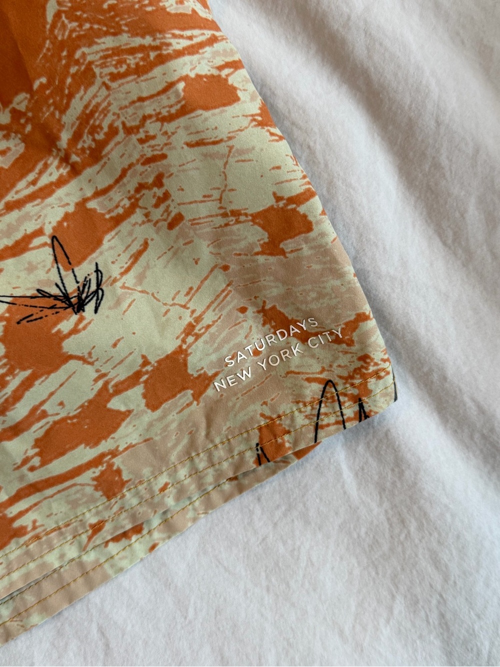 Saturdays New York City Mustard and Rust Scenic Swim Trunks - Picture 2 of 6